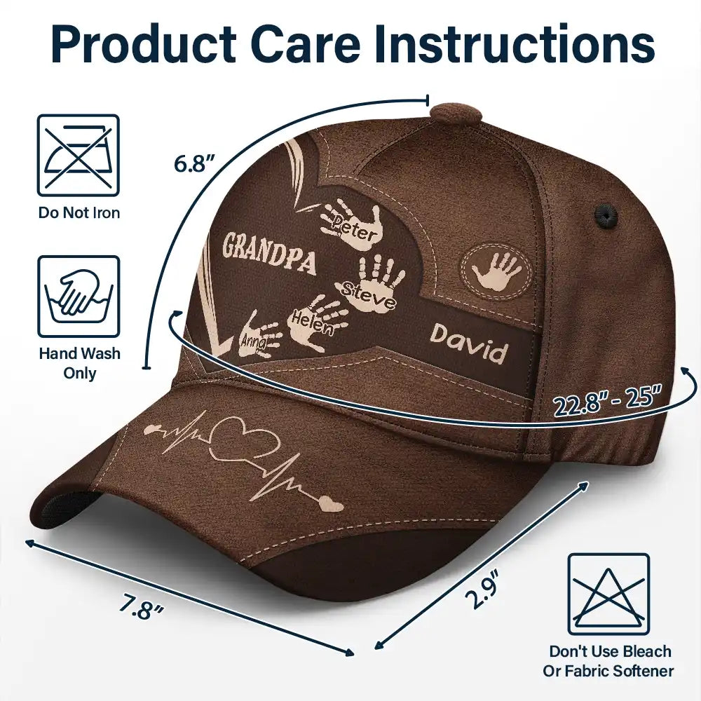 Personalised Grandpa Cap with Grandkids Names & Handprints