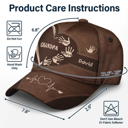Personalised Grandpa Cap with Grandkids Names & Handprints