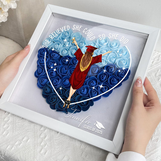 So She Did - Personalized Graduation Flower Shadow Box