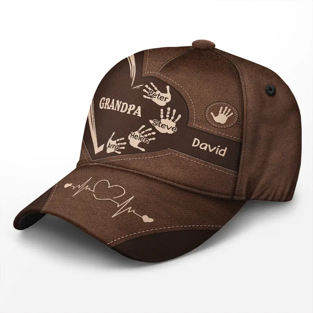 Rear view of a personalised cap for men showing the adjustable snap closure for a comfortable fit